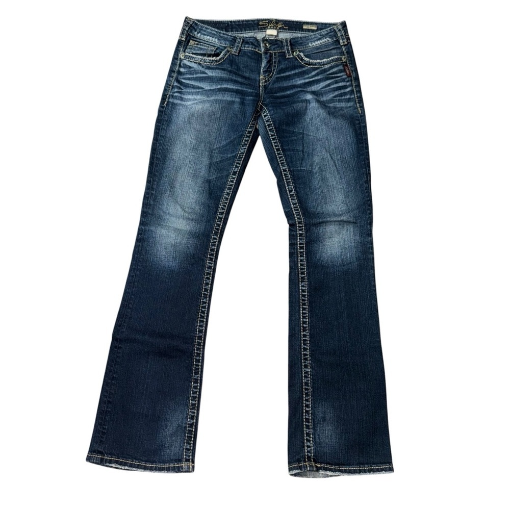 Silver Jeans Berkley Surplus Bootcut W29 L33 Dark Wash Y2K Stitch Womens